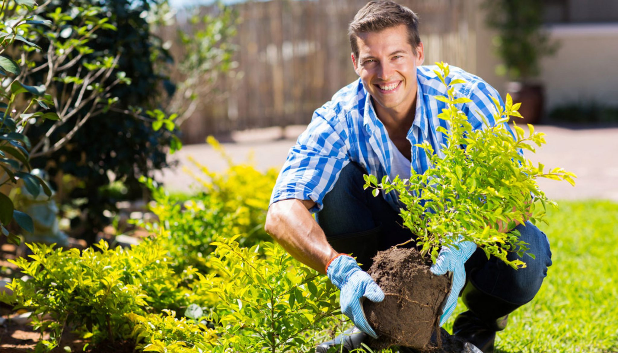 He works in the garden